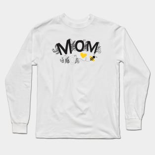 Mom to be | Pregnancy Announcement With Black Floral Typography and Yellow Heart And Bee Long Sleeve T-Shirt